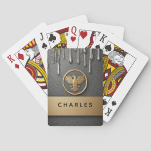 Jeu De Cartes Pendentif Aigle Royal Métallique Liquide
