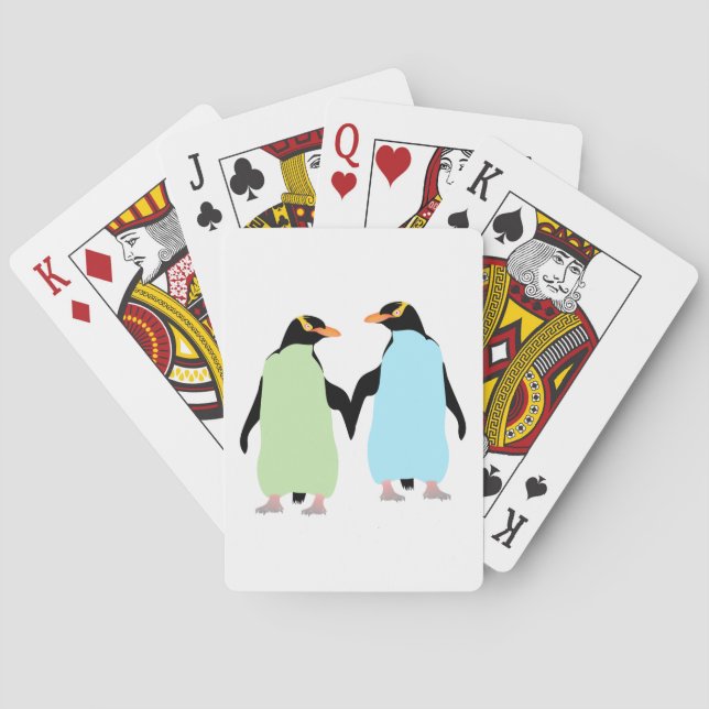 Jeu De Cartes Penguins gay pride tenant les mains (dos)