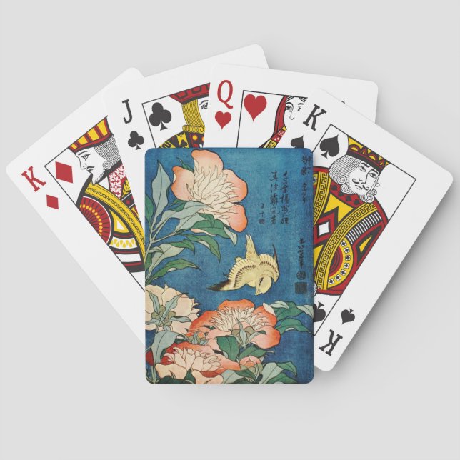 Jeu De Cartes PEONIES ASIATIQUES jouant aux cartes (dos)