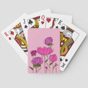 Jeu De Cartes Peonies rose et violet sur Arrière - plan rose cla