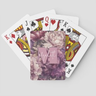 Jeu De Cartes Peonies violettes monogrammes