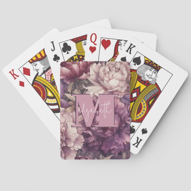 Jeu De Cartes Peonies violettes monogrammes (dos)