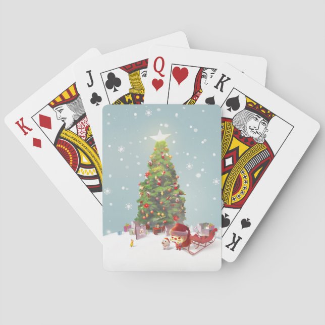 Jeu De Cartes Père Noël avec arbre de Noël (dos)