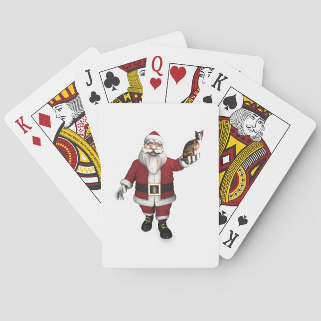 Jeu De Cartes Père Noël Avec Chat Calico (dos)