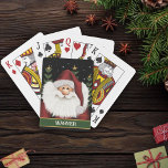Jeu De Cartes Père Noël Christmas Festive Personnalisé Nom Inspi<br><div class="desc">Et si on ajoutait un peu de Holly Jolly à votre soirée carte! Ces cartes à jouer personnalisables de Père Noël seront un joli complément à votre jeu de poker, cinch ou solitaire. La citation de Noël, le nom personnalisé, et l'illustration de Père Noël mignonne font de ces cartes un...</div>