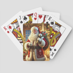 Jeu De Cartes Père Noël coloré se reposant avant de continuer