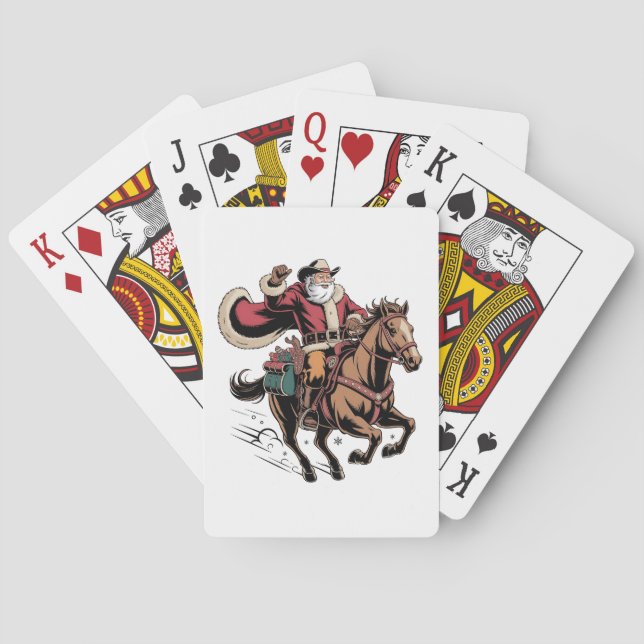 Jeu De Cartes Père Noël cow-boy à cheval Noël  (dos)