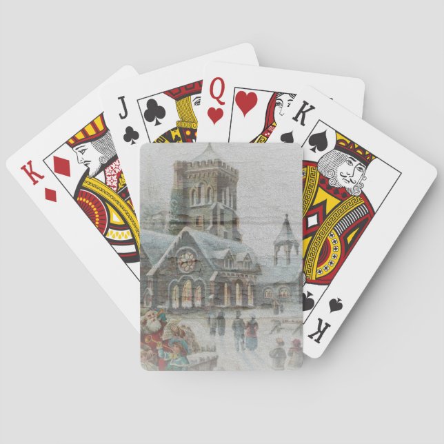 Jeu De Cartes Père Noël d'autrefois avec des enfants devant une  (dos)