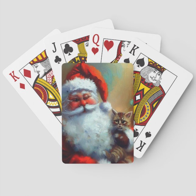 Jeu De Cartes Père Noël de Noël et un chat (4) (dos)