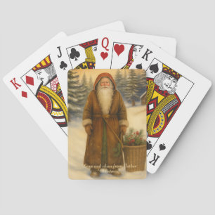 Jeu De Cartes Père Noël de style ancien monde jouant