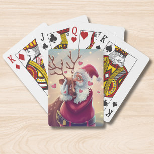 Jeu De Cartes Père Noël drôle de baiser de Noël de rennes
