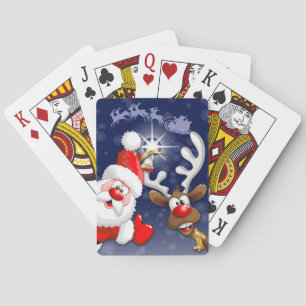 Jeu De Cartes Père Noël et Reindeer Joyeux Noël Joyeux dessin an