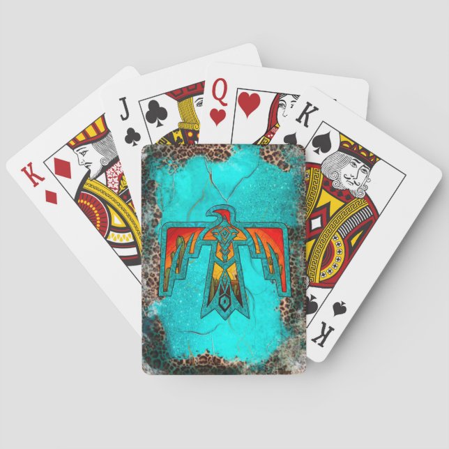 Jeu De Cartes Père Noël Fe Thunderbird Marbre Turquoise Leopard (dos)