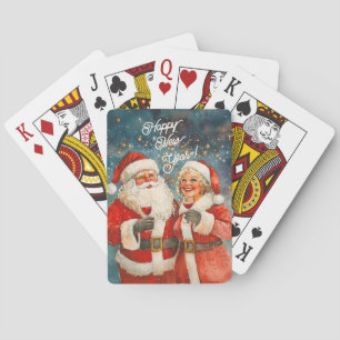 Jeu De Cartes Père Noël Mme Claus Joyeux Nouvel An Jouant Aux Ca