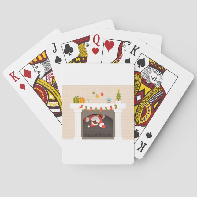 Jeu De Cartes père Noël noire coincée dans une cheminée (dos)