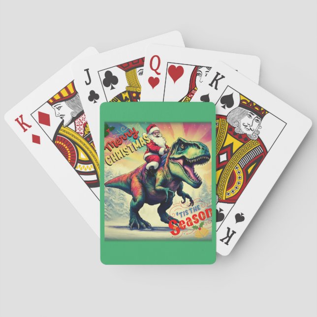 Jeu De Cartes Père Noël sur un T-rex (dos)