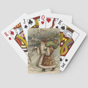 Jeu De Cartes Père Noël victorien avec arbre de Noël