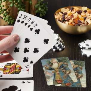 Jeu De Cartes Père Noël victorien vintage avec sapin de Noël