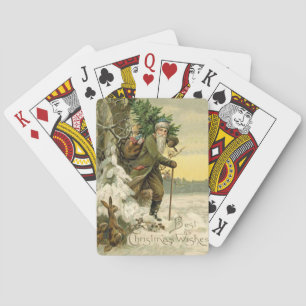 Jeu De Cartes Père Noël vintage Noël victorien vacances Arbre 
