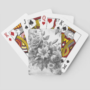 Jeu De Cartes Perfection florale noire et blanche