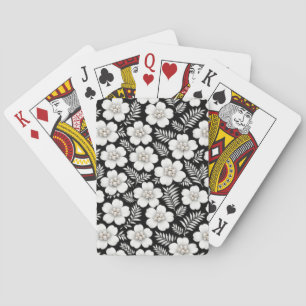 Jeu De Cartes Perles blanches à motif floral