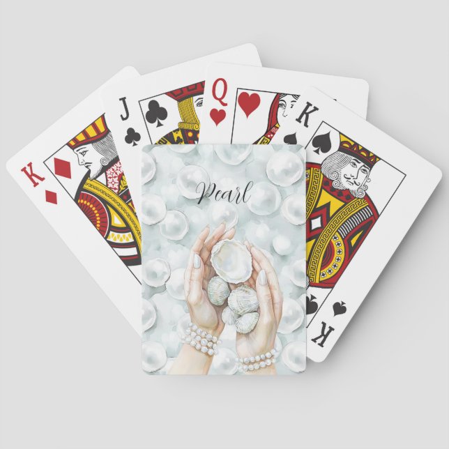 Jeu De Cartes Perles Coquilles Bleues Mousse de l'Océan Blanc (dos)