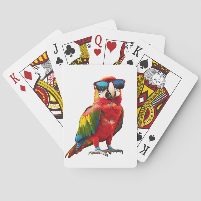 Jeu De Cartes Perroquet Cool avec Lunettes de Soleil (dos)