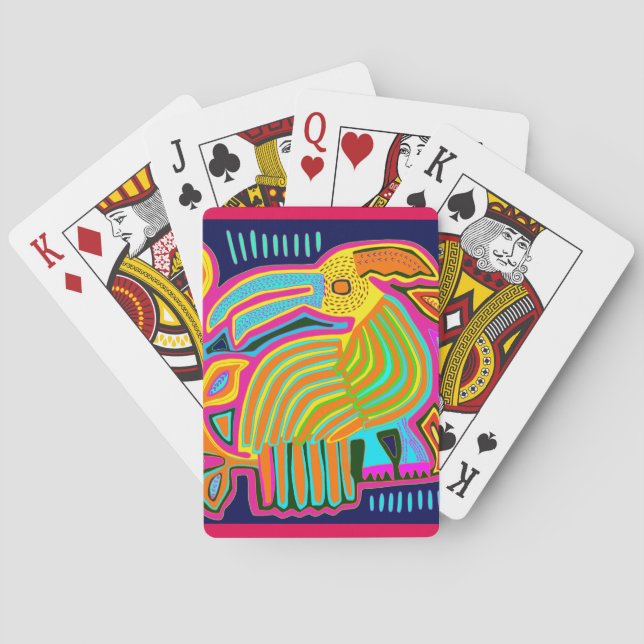 Jeu De Cartes Perroquet d'Art Populaire Tropical (dos)