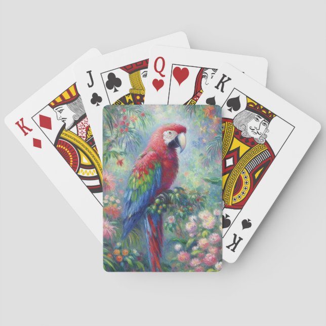 Jeu De Cartes Perroquet Oiseau Jungle Floral Impressionnisme pei (dos)