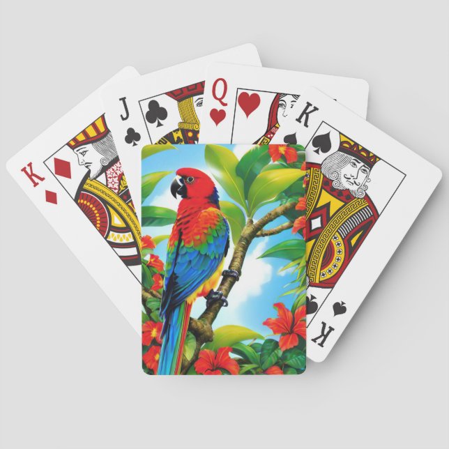 Jeu De Cartes Perroquet tropical sur un arbre (dos)
