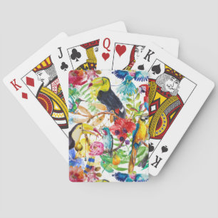 Jeu De Cartes Perroquets aquarelles colorés