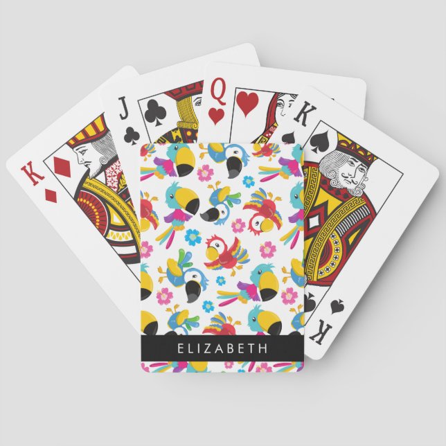 Jeu De Cartes Perroquets colorés, perroquets tropicaux, Votre No (dos)