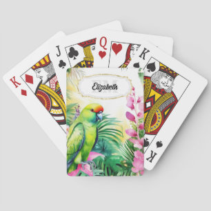 Jeu De Cartes Perruche tropicale jungle oiseau aquarelle fleurs