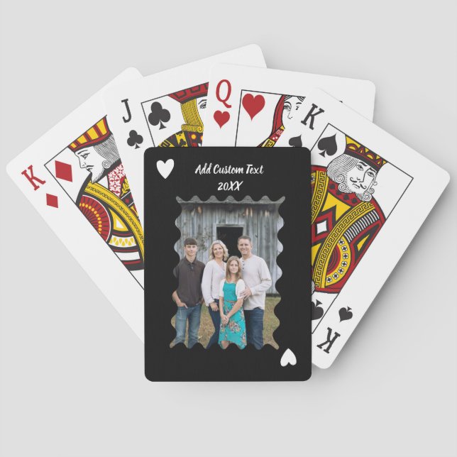 Jeu De Cartes Personalised Family Black heart Photo Poker Cards (dos)