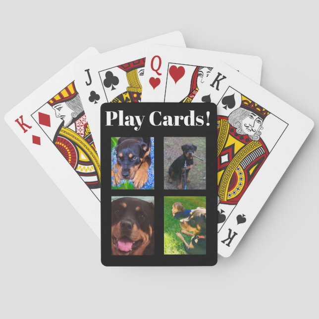 Jeu De Cartes Personalize 4-Photos & Text Lucky Dog Poker Cards (dos)