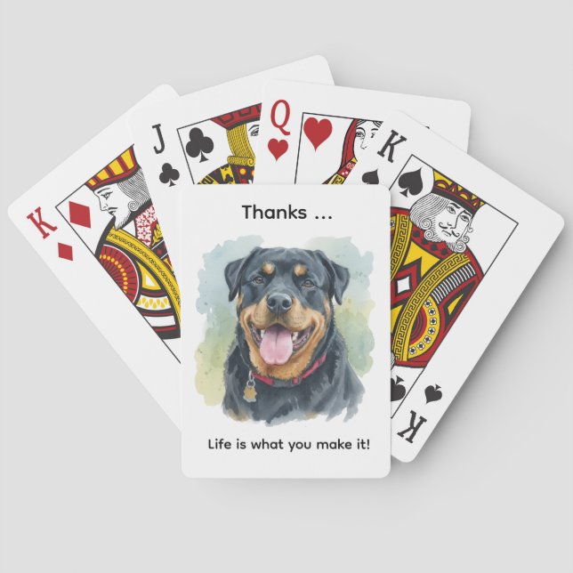 Jeu De Cartes Personalize Watercolor Pet Rottweiler Portrait (dos)