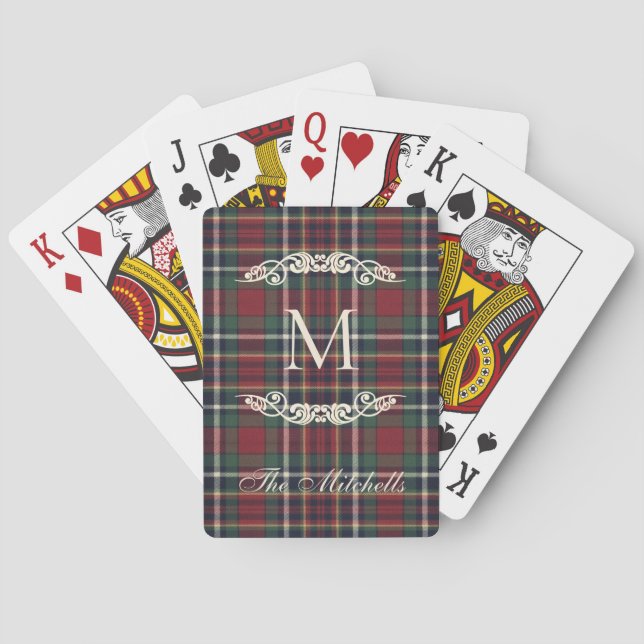 Jeu De Cartes Personalized Card Deck With Blue Red Green Plaid (dos)