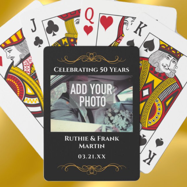Jeu De Cartes Personalized Elegant 50th Anniversary Photo Gift (Personalized photo keepsake playing cards. Fun custom 50th wedding anniversary gift or party favor.
)
