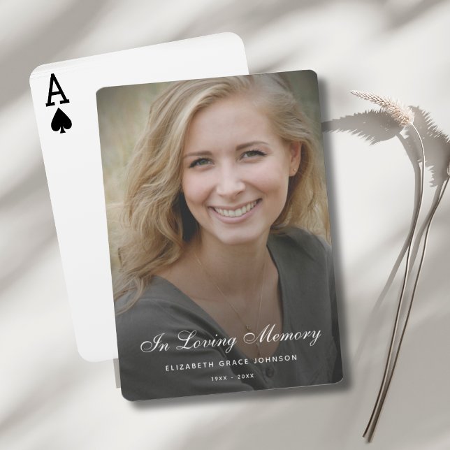 Jeu De Cartes Personalized Modern Celebration of Life Funeral (Photo Memorial Playing Cards)