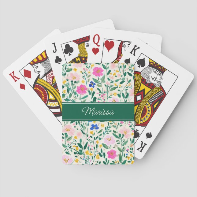 Jeu De Cartes Personalized Modern Floral (dos)