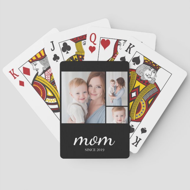 Jeu De Cartes Personalized Three Photo Collage Mom (dos)