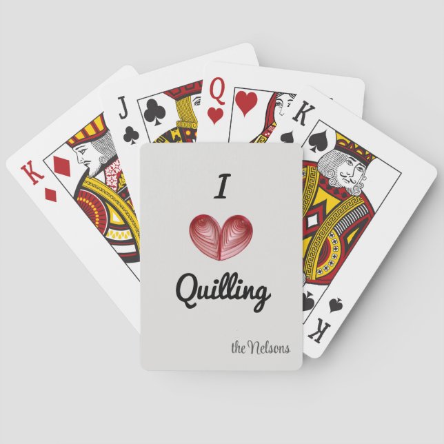 Jeu De Cartes Personnalisable "I (heart) Quilling" Cartes de lec (dos)