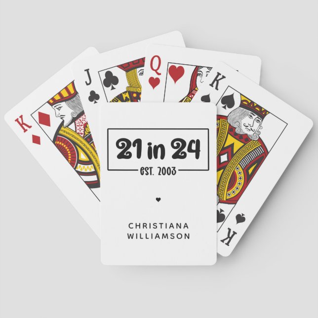 Jeu De Cartes Personnalisé 21e anniversaire 21 dans 24 Est 2003  (dos)