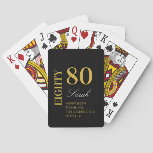 Jeu De Cartes Personnalisé 80e anniversaire Modern Chic Black Go