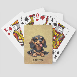 Jeu de cartes personnalisé avec chiot teckel migno