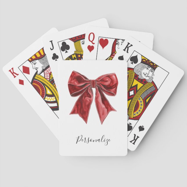Jeu De Cartes Personnalisé Chic Red Bow (dos)