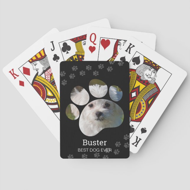 Jeu De Cartes Personnalisé Empreinte de patte Photo Dog Jouer de (dos)