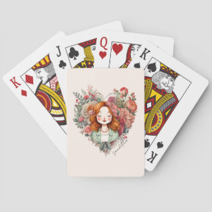 Jeu De Cartes Personnalisé Floral Jolie Dame