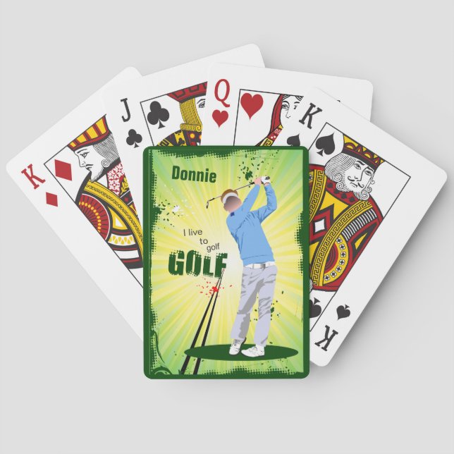 Jeu De Cartes Personnalisé Je vis à Golf Golfer jouer des cartes (dos)