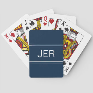 Jeu De Cartes Personnalisé Moderne Simple Monogramme Initial Blu